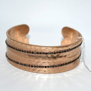 Southern Living Gold Hammered Cuff Bracelet W Hematite #SLBC4238HMGD NWT  Detail